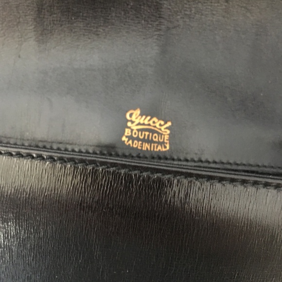 Gucci Black Leather Handbag 2 Way Straps 1980's Vintage - Picture 4 of 15